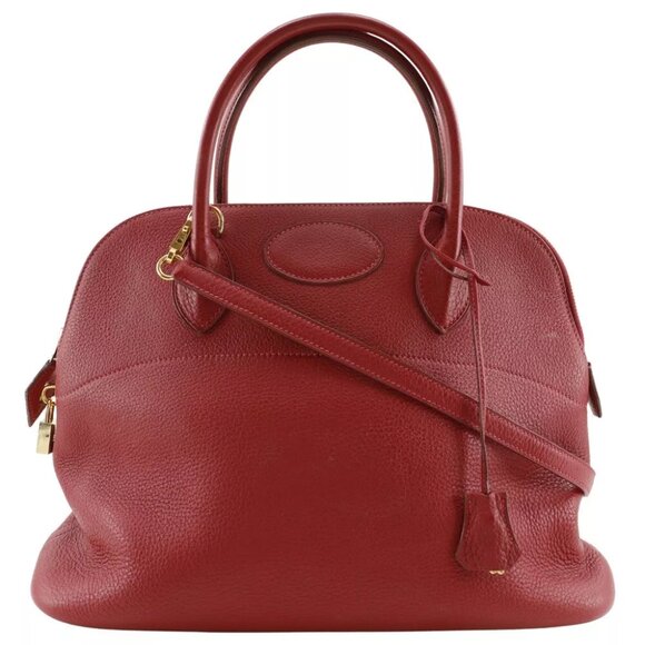 HERMES Bolide35 Handbag 2WAYShoulder Red / Gold Hardware Taurillon Clemenc... - Picture 1 of 12